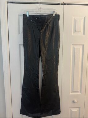 Veronica Beard Black Faux Leather Flare Jeans
